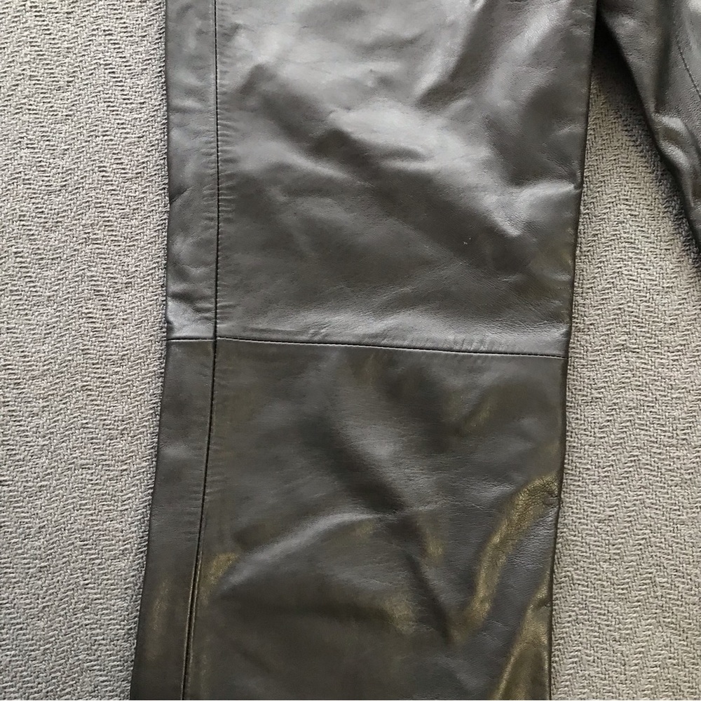 Milenti Black Leather Pants Sz 4 Straight Leg High Waisted No Pockets Excellent - Picture 6 of 7